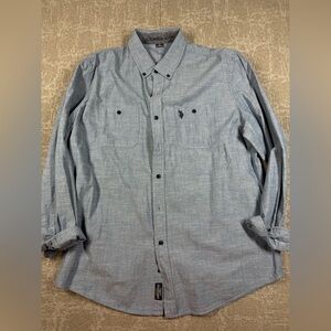 Polo US Polo Assn 100% Cotton Blue Button Down Long Sleeve Shirt Men Size XL